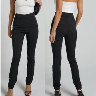 NWT Showpo. Madilyn Slim Fit High Waisted Cigarette Pants Black Womens Size US 2