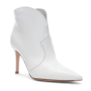 Gianvito Rossi Mable Leather Pointed Toe Western Ankle Boots White Women's 36.5