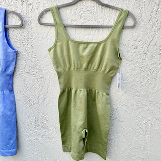 NWT We Wore What Ribbed Knit Bodysuit Sage Green Blue Set Of 2 Women's Small