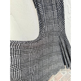 NWOT Norma Kamali Plaid Turtleneck Evening Maxi Dress Black White Women's M / 38