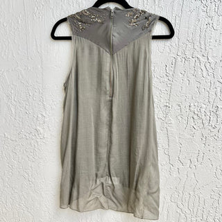 Helmut Lang Sleeveless Embellished Sequin Beaded Tank Top Green Gray Women's M