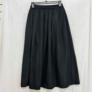 NWT Commense High Waisted Elastic Waist Pleated Midi Skirt Black Women's Size S