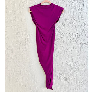 Vintage Emanuel Ungaro Knotted Draped Midi Dress Purple Womens Size FR 36 / US 4