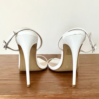 Femme Faux Leather Lyon Slingback Stiletto Sandal White Women's Size 38 / 7.5