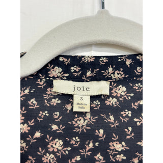 Joie Galani Floral Balloon Sleeve Button Down Mini Shirt Dress Navy Womens Small