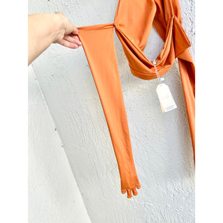 NWT Sincerely Ria Halterneck Ama Glove Top Rust Orange Women Size Small