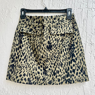 Zara Printed Flap Pocket A-Line Mini Skirt Olive Green Black Women's Size US S