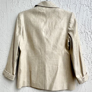 NWOT Alice + Olivia Long Sleeve Linen Blend Notch Lapel Blazer Beige Women S/P