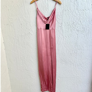 NWT NBD Spaghetti Strap Satin Cowl Neck Lila Gown Dress Icy Pink Women's Size XS