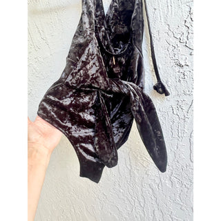 NWOT Misa Mavi Velvet Halter Wrap Tie Front Swim Bodysuit Black Womens Size XS