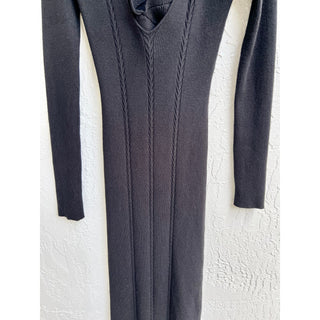 Favorite Daughter Long Sleeve Ribbed Knit Maxi Dress Black Women's Size Medium