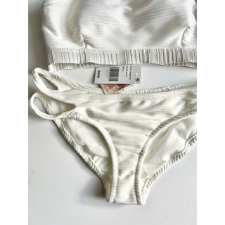 NWT Jessica Simpson One Shoulder Slash Bikini Top&Cut Out Hipster Bottoms White