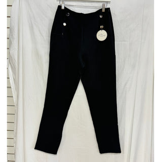 NWT Milk & Honey High Waisted Trouser Pants With Button Accent Black Women's M