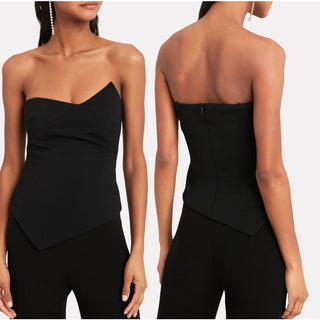 NWOT $600 Cushnie Strapless Asymmetrical Crepe Corset Top Black Women's Size 0