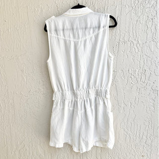 Free people Sleeveless Linen Blend Collared Romper White Women's Size Medium