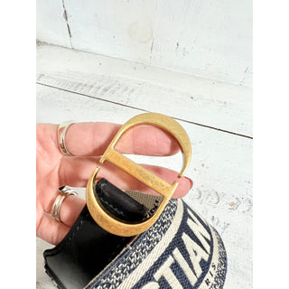 Christian Dior Bicolor Jacquard Logo Oblique CD Waist Belt Navy / Black 75 / M