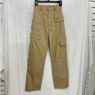 Garota Cotton High Waisted Straight Leg Cargo Utility Pants Tan Women's Size S