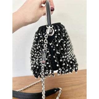 NWOT Michael Kors Rosie Embellished Ring Bucket Shoulder Bag Black Women's XS