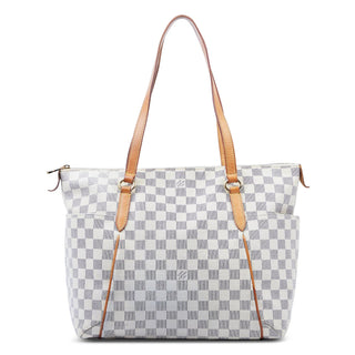 Louis Vuitton Damier Azur  Canvas Totally MM Shoulder Tote Bag White