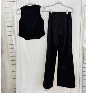 Commense Double Breasted Vest & Wide Leg Trouser Pants Set Black Women's Size S