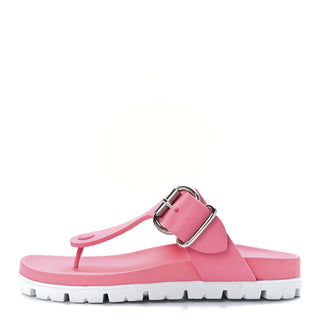 Prada EVA Rubber Buckled Lug Sole 20mm Thong Sandals Begonia Pink Women's 9.5