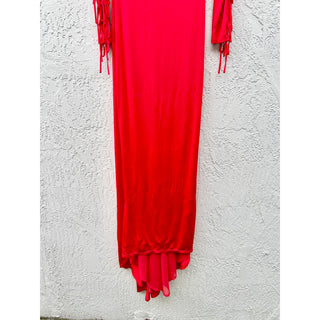 NWT NBD Simone Boat Neck Sleeve Cut-Outs Long Gown Bright Red Women's Size XS