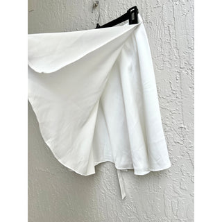 Rumours High Waisted Ruffle Hem Wrap Tie Waist Mini Skirt White Women's Size S