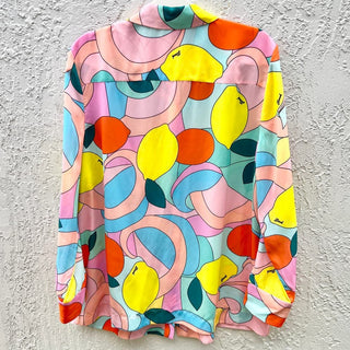 Staud Printed Miriam Button Down Shirt Citrus Kaleidoscope Women's Size Large