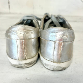 Golden Goose Superstar Low Top Skateboard Sneaker Metallic Silver Womens Size 38