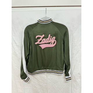 Zadig & Voltaire Full Zip Reversible Bomber Jacket Green/Pink Multi Women's S