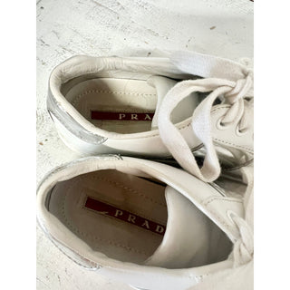 Prada Sport Leather Low Top Round Toe Platform Sneakers White Women's 35.5 / 5.5