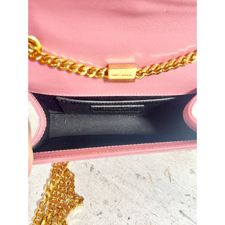 Saint Laurent Grained Leather Kate Crossbody Sling Bag with Chain Strap Pink