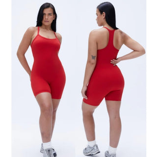 Adanola Ultimate Sleeveless Strappy Racer Unitard Romper Classic Red Women's XS