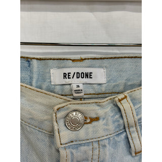 Re/Done Originals High Rise Loose Denim Straight Jeans Bleach Destroyed Women 26