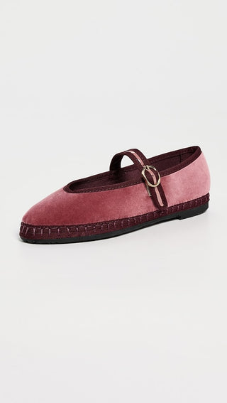 NWOT Flabelus Pierre Velvet Mary Jane Flats Shoes Burgundy Women's Size EU 41