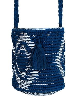 Guadalupe Mochila Crochet Bucket Bag with Tassel Detail Blue