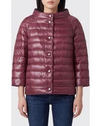 Herno Cropped Sleeve Reversible Down Puffer  Jacket Burgundy Womens 44 IT / US 6