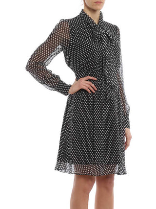 Diane von Furstenberg Arabella Polka Dot Sheer Sleeve Shirt Mini Dress Black 4
