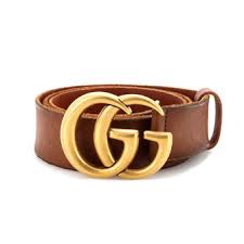 Gucci Vintage Leather GG Marmont Gold Buckle Belt Brown Women's Size 80