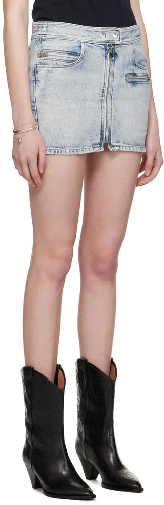 Isabel Marant Caly Denim Utility Mini Skirt Light Blue Womens Size 42 FR / US 10