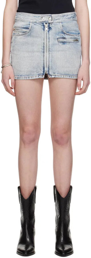 Isabel Marant Caly Denim Utility Mini Skirt Light Blue Womens Size 42 FR / US 10