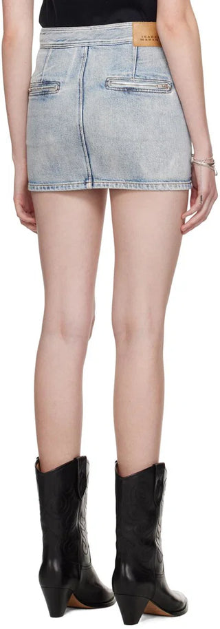 Isabel Marant Caly Denim Utility Mini Skirt Light Blue Womens Size 42 FR / US 10