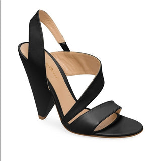 Gianvito Rossi Leather Cone Heel Asymmetric Strappy Sandals Black Womens EU 38