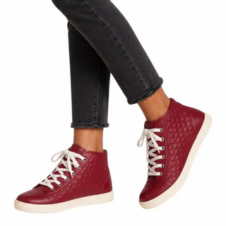 Gucci Microguccissim Leather Lace Up High Top Sneaker Red Women's Size EU 39.5