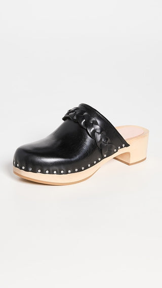 NWOT Loeffler Randall Leather and Wood Closed Toe Clogs Sandals Women's US 5