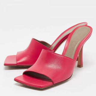 Bottega Veneta Leather Slip On 100mm Stilettos Heel Mules Pink Womens Size EU 40