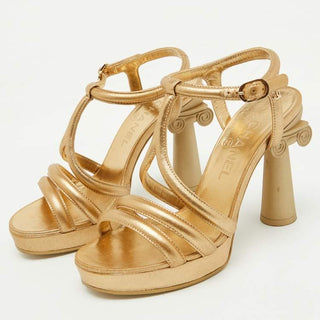 Chanel 2018 Cruise Paris-Greece Parthenon Grecian Column Platform Sandal Gold 41