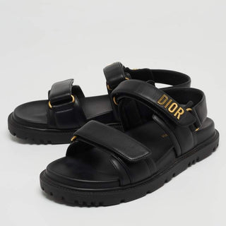Christian Dior Dioract Lambskin Leather Slingback Sandals Black Women's Size 39.5
