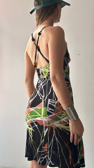 Missoni Embellished Beaded Halter Crossback Swim Mini Dress Black Women's US 8