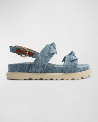 Alexandre Birman Clarita Denim Bow Sporty Slingback Sandals Blue Women's EU 35